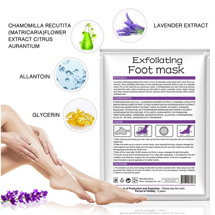 Custom Lavender Baby Feet Exfoliating Foot Peeling SPA Sock Mask