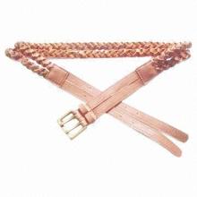 Plaited PU Belt with Antique Brass Buckle, Available in Different Colors