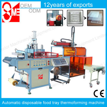 Automatic BOPS disposable food tray / container thermoforming machine