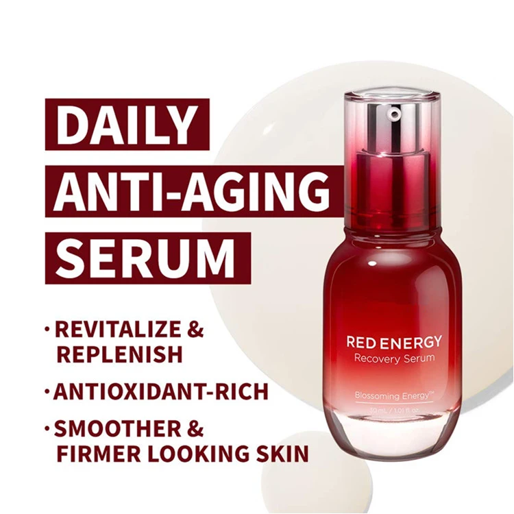 Private Label Red Energy Recovery Facial Hydrating Smoothing Serum