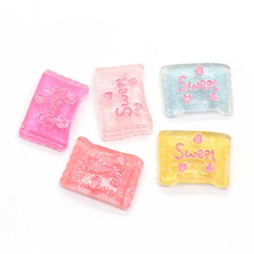 Kawaii Glitter Candy Zuckerförmige Perlen mit flachem Rücken Charms Handmade Craftwork Decor Cabochon Phone Shell Decor