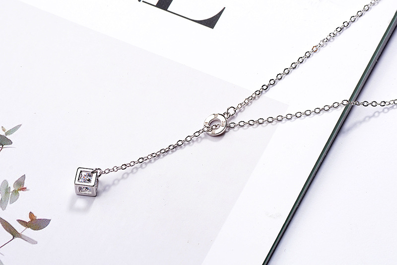 fashion ladies jewellery 2020 silver 925 plated crystal stone pendant chain necklace diamond silver jewelry