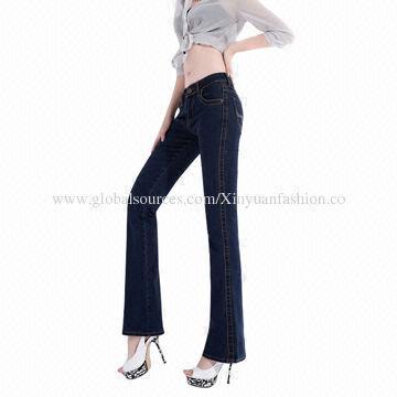 Straight bell-bottom jeans trousers, fitness for women