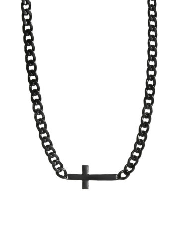 Cool gun black chain necklace with cross