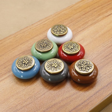 Wholesale Decorative Colorful Handle Round Ceramic Porcelain Door Knob