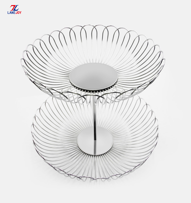 2 Tier Stainless Steel Metal Wire Fruit Basket