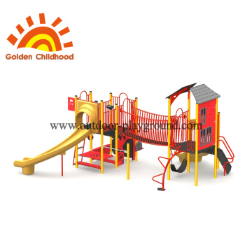 Red Play Tower Equipment Playground Outdoor For Sale