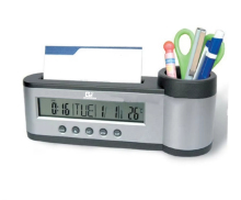 Modern Multifunction Pen Holder Digital Weather Station Table Alarm Clock