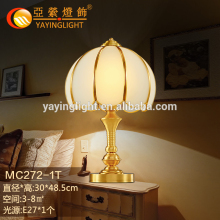 brass table lamp with flower design glass shade,decorative bedroom brass table writing lamps manufacture