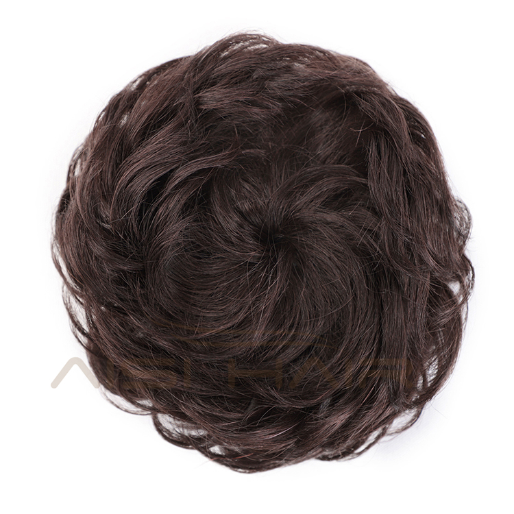 Aisi Hair Brazilian Human Hair Dark Brown Curly Chignon Bun Elastic Rope Rubber Band Hairpiece Clip In Extension For Women