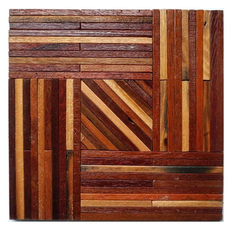 Natural Irregular Solid Wood 3D Backsplash Wood Mosaic Wall Tiles Designs