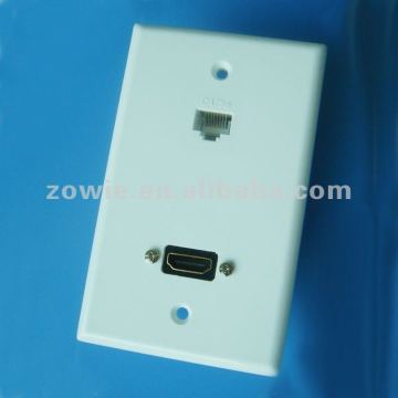 HDMI wallplate with plastic rj45 jack