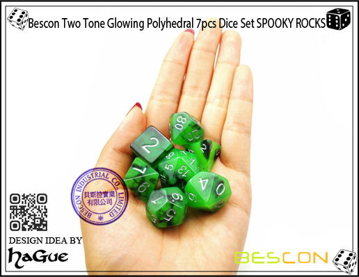 Bescon Two Tone Brillante poliédrico 7pcs Juego de dados SPOOKY ROCKS-8 Bescon Two Tone Glowing Polyhedral 7pcs Dice Set SPOOKY ROCKS-8