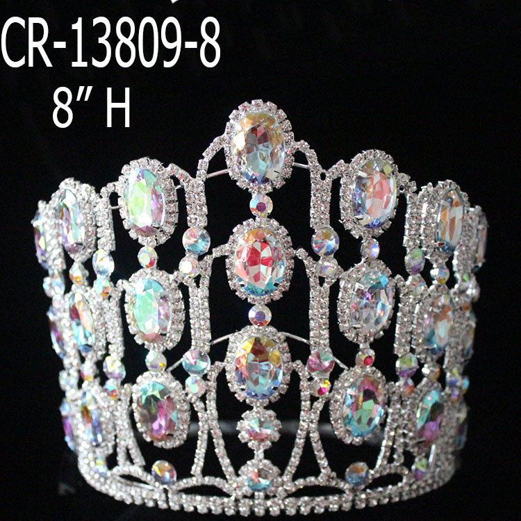 Women Color Diamond Bridal Crown Tall Tiara