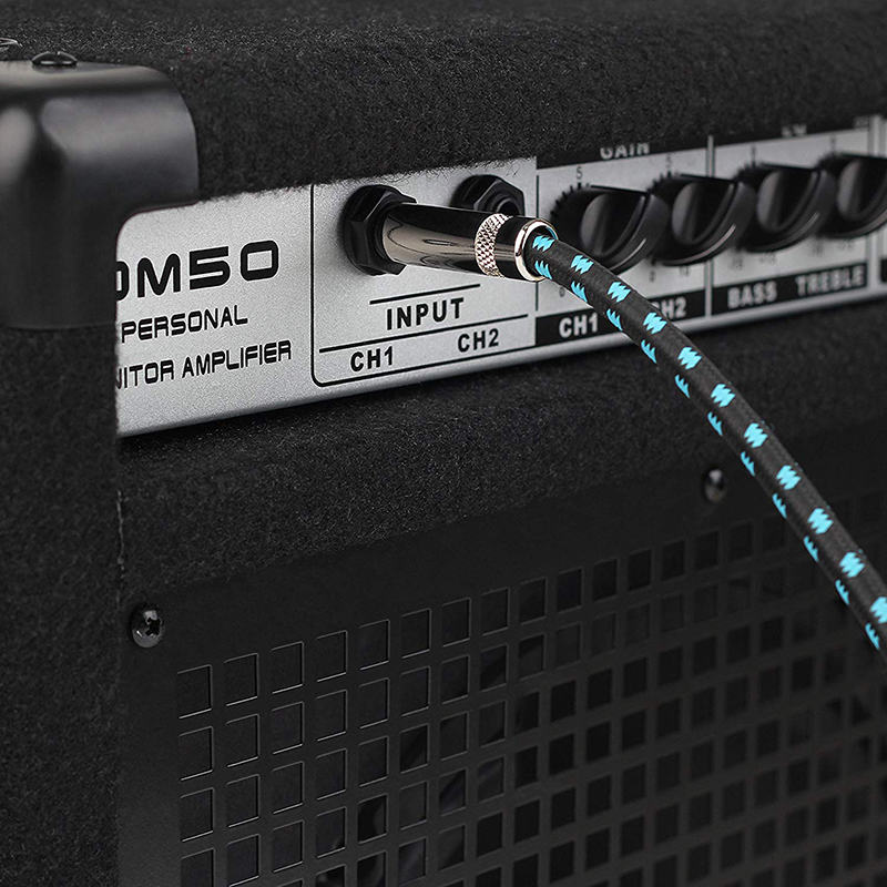 Audio Jack TRS Guitar Cable High Quality Durable Braided Right Angle 6.35mm Instrument Cable Bass Accessories Audio Transmission
