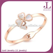 Stainless Steel IP Rose Gold Jewelry Fashion Clover Design Bangle Bracelet