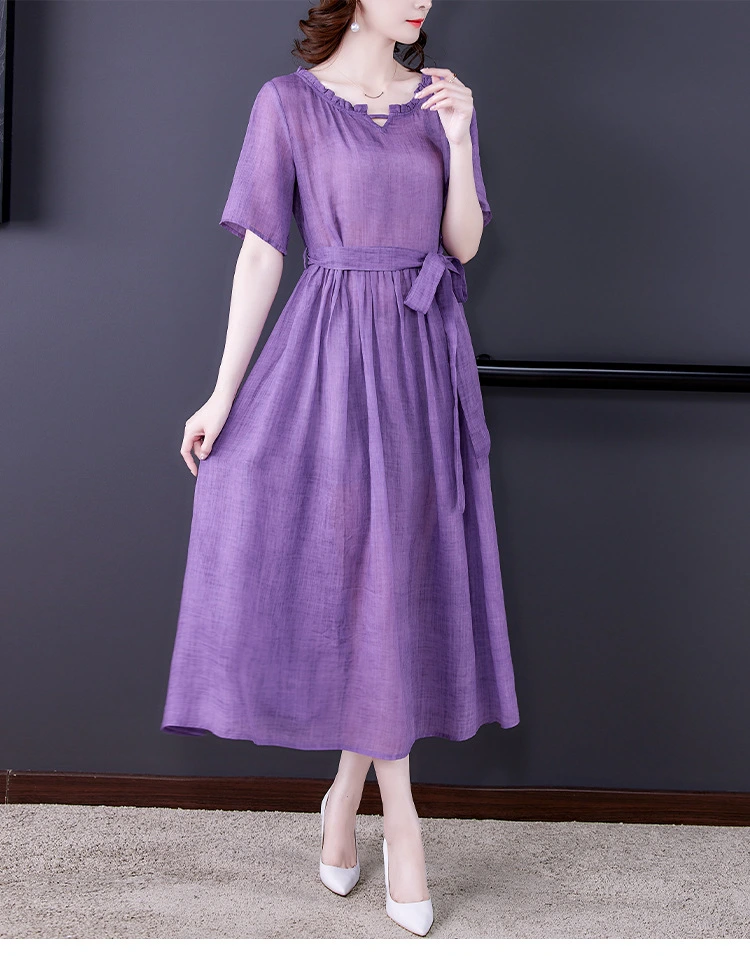 Summer A-Line Female Plus Size Long Skirt Retro Dress