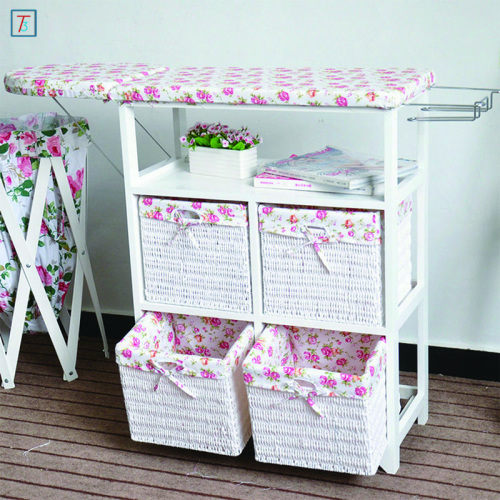 Folding Ironing Board Storage Cabinet with 4 Drawers