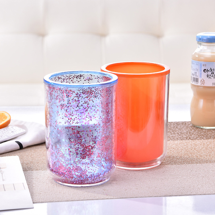 Double Wall Insulated Gel Freezer Mugs, Freezable Drink Cups with Freezing Beer Glasses, BPA Free Plastic Frosty Mugs