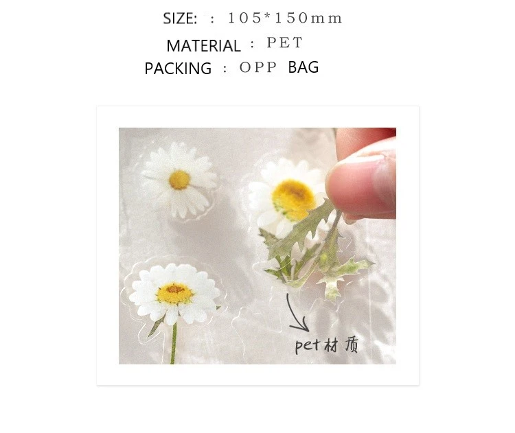 Pet Transparent Material Self-Adhesive Flower Sticker