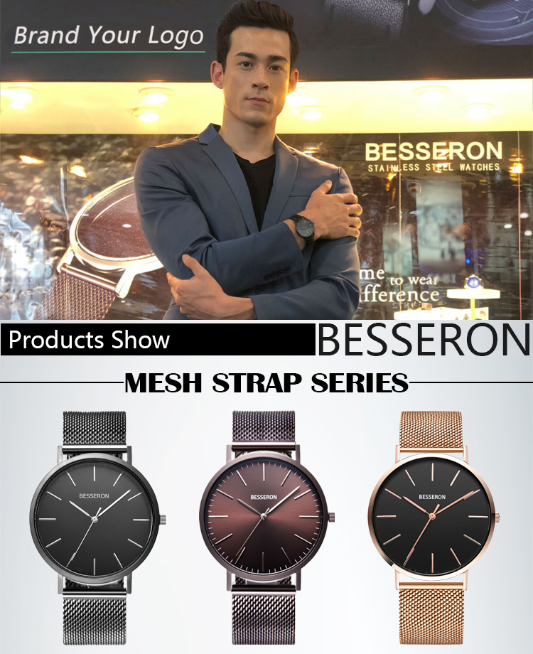 Minimalist watch quartz genuine leather watches for men changeable face japan mov't mens stainless steel watch