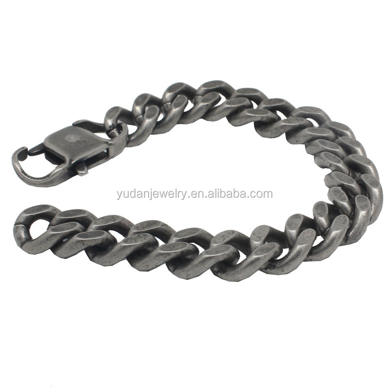 Mens Jewelry Stainless Steel Chain Plated Gun Black Vintage Men Bracelet