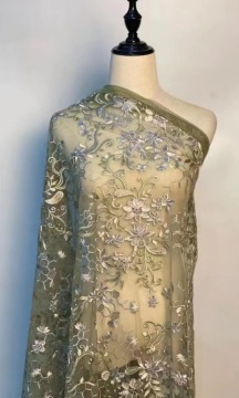 100% polyester mesh embroidered fabric garment fabric