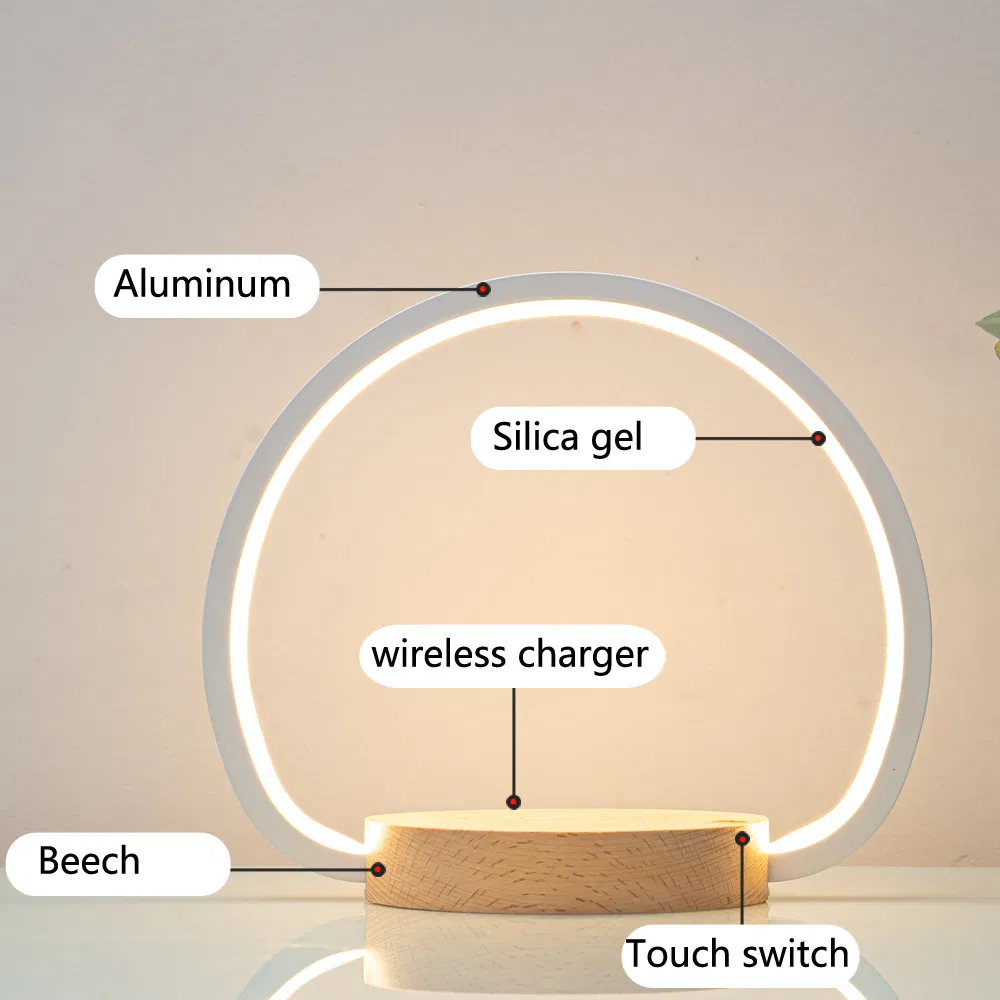 Modern LED Bedside Lamp with Wireless Charging Station