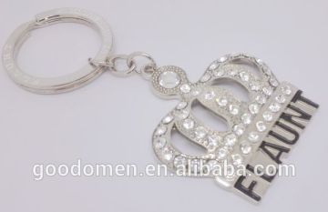 new wholesale metal crown keychai crown keychain keyring with rhinestone