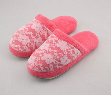 ladies microtowelling lace covered mule slipper