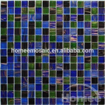 black mix bule gold line 4mm Thickness glass mosaic tile for Flooring mosaic Tiles