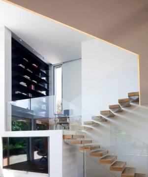 MS2025 Contemporary Floating Stair with Glass Rail