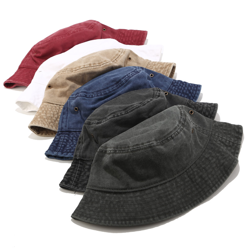 Wholesale plain washed frayed bucket hat