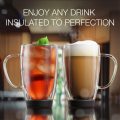 Double Walled Insulated Glass Coffee Mugs, Silicon Base, Non slip for Espresso, Latte, Cappuccino, Thermo Glassware