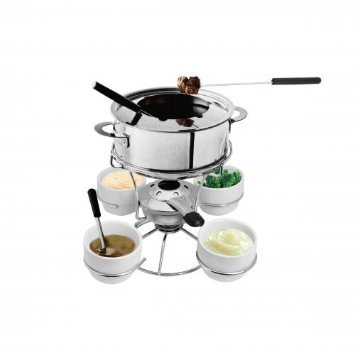 Stainless Steel Fondue Set With Lazy Susan