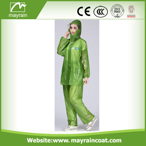 Adult Waterproof Eco-friendly PVC Hooded Rainsuit