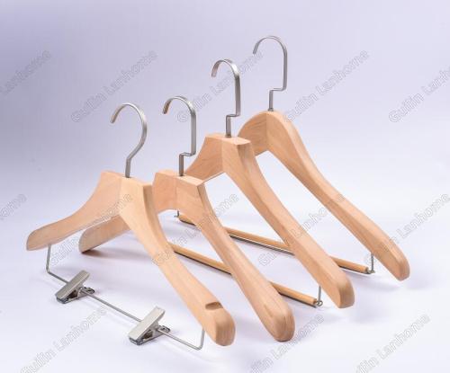 Durable wood suits clothes hanger with locking bar