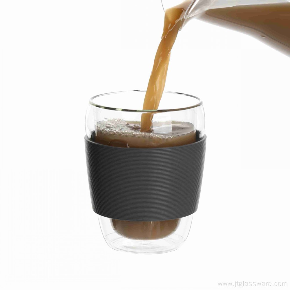 Double Wall Glass Cup With Rubber