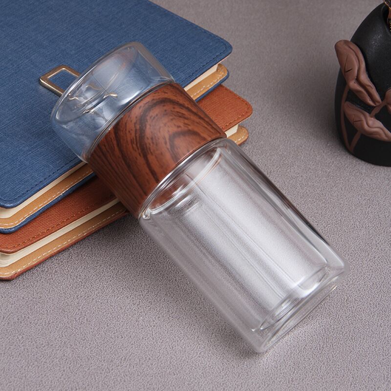 300ml Clear Glass Tea Infuser Bottle with Water Bottle Top