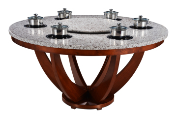 commercial electric circular quartz stone hot pot dining table restaurant table