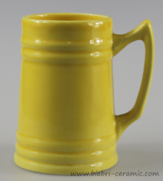 20oz Yellow Color Glazed Logo Decal Printable Ceramic Stoneware Beer Mugs