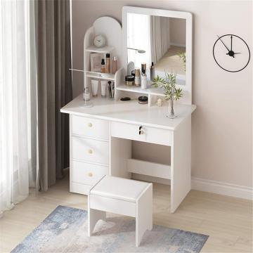 Bedroom Multifunction Wooden Dresser With Mirror And Stool