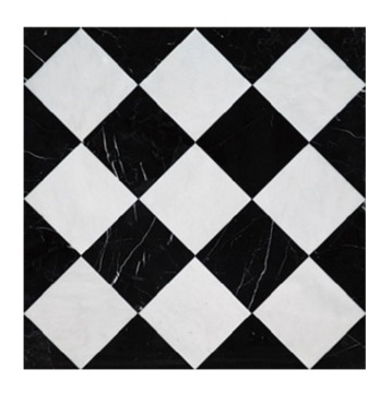 Black & White Marble Chess Shape Water-jet Marble Panel
