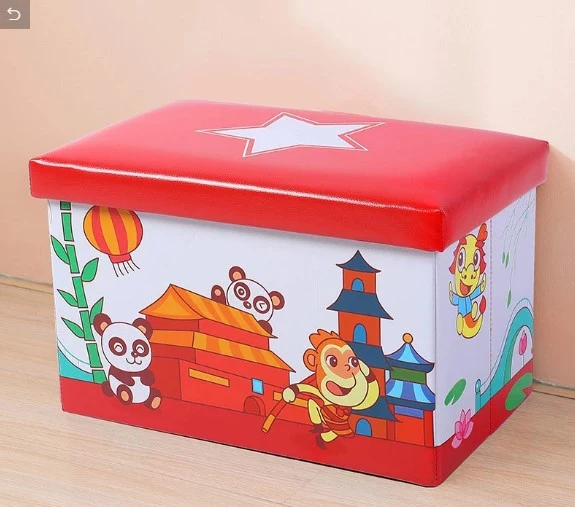 Cartoon Style Space Saving Stool Pouf Ottomans Ottoman Storage Box