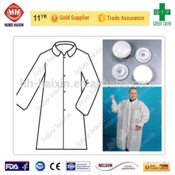 Disposable nonwoven PP lab coat visitor gown waterproof lab coat