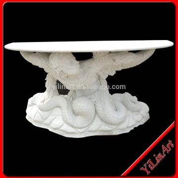 Decoritive White Stone Marble Indoor Table With Statue