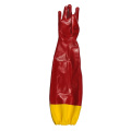 Red PVC Dipped glove reinforced cuff