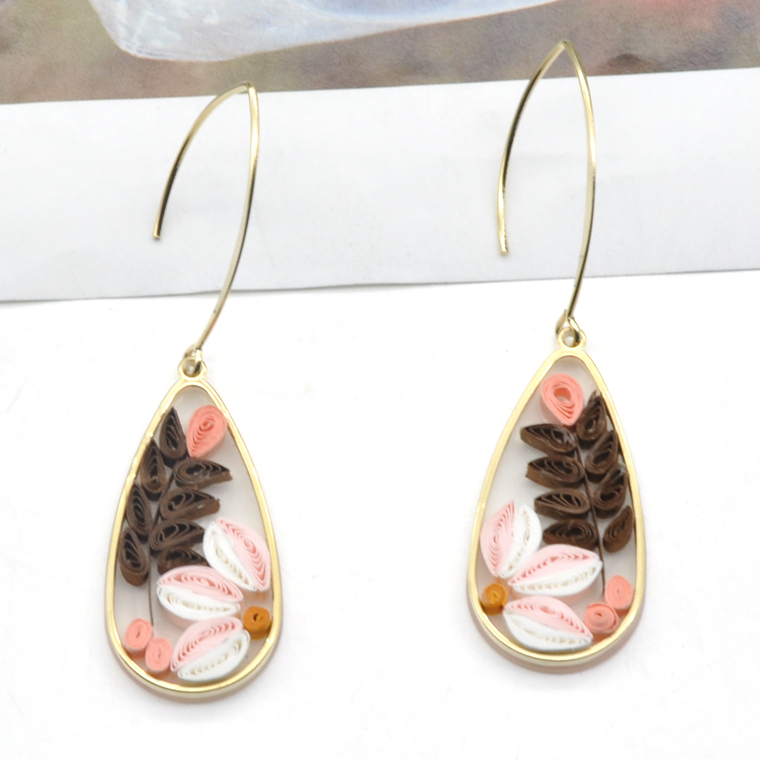 Newest craft folding paper colorful fish hook earrings