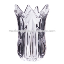 Clear glass mini vase, hand-pressed.