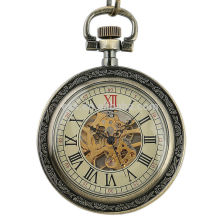 Steel Pocket Watch Chain Skeleton Dial Mechanical Pocket Watch WP130